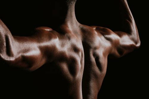 Rear view of muscular black man - 1219053