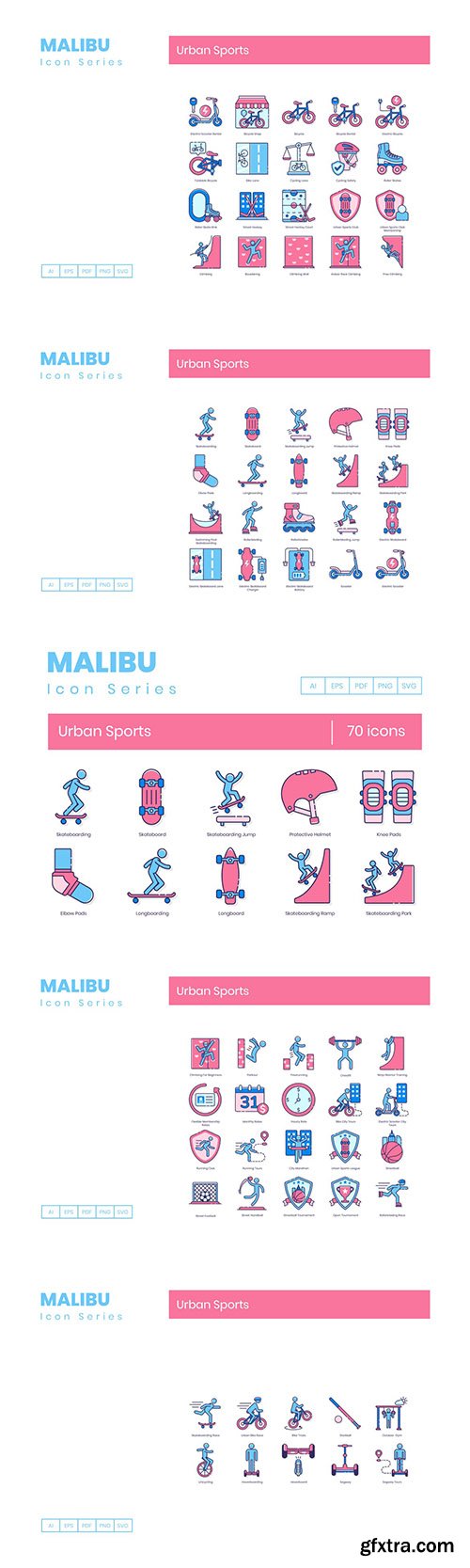 70 Urban Sports Line Icons