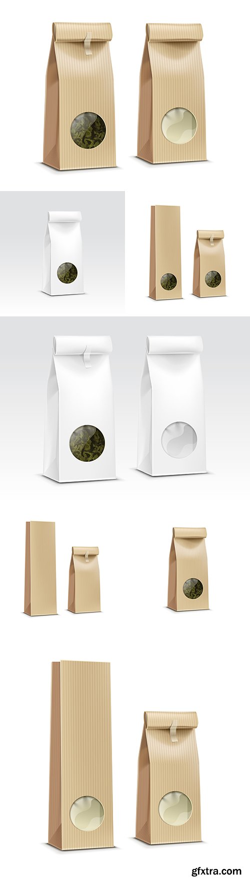 Paper packaging and bag with window tea and coffee design template
