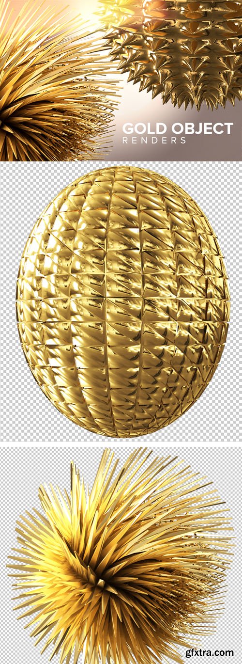 Gold Object 3D Renders PNG