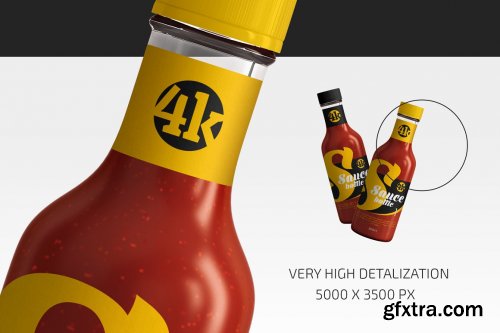 CreativeMarket - Glass Tomato Sauce Bottle Mockup Set 4998075
