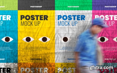 Poster print on grunge cement wall mockup