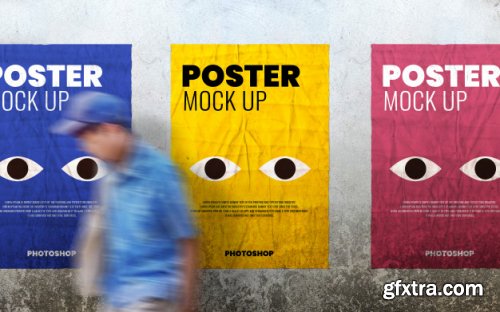 Poster print on grunge cement wall mockup