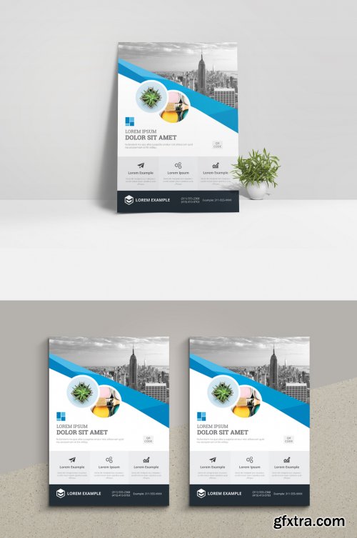 Business Flyer Layout with Blue Accents 358370429