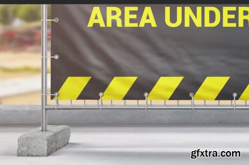 Construction Fence Banner Mockup