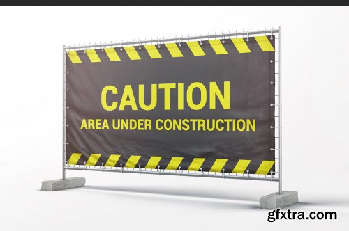 Construction Fence Banner Mockup