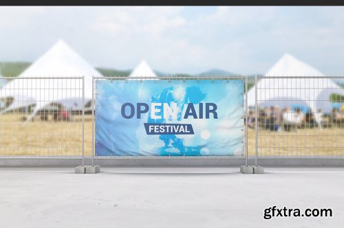 Construction Fence Banner Mockup