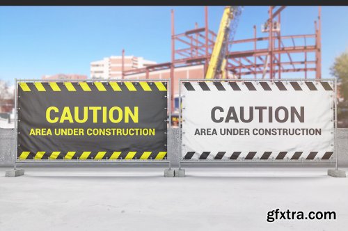 Construction Fence Banner Mockup
