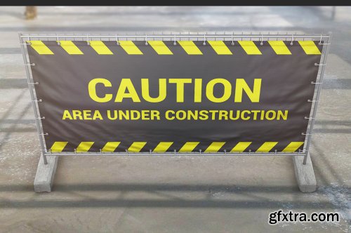 Construction Fence Banner Mockup