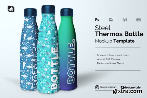 CreativeMarket - Steel Thermos Bottle Mockup 4824098