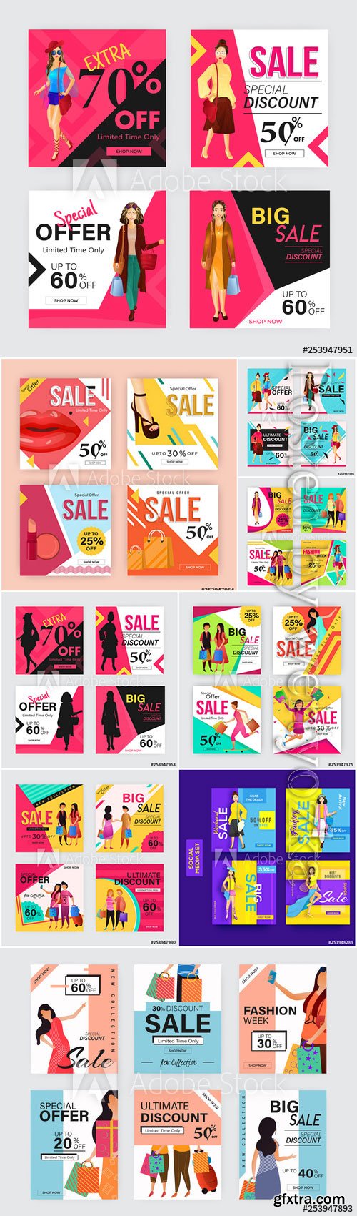 Sale template or poster design with different discount offers and Sale template or poster design with different discount offers and