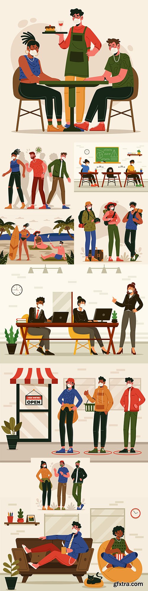 People in public places wear a medical mask
