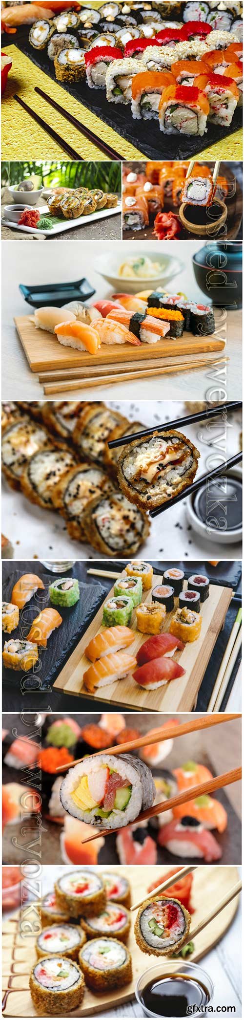 Sushi roll sets with wasabi sauce Sushi roll sets with wasabi sauce