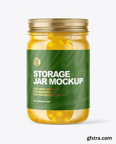 Clear Glass Jar with Pineapple jam Mockup 63334