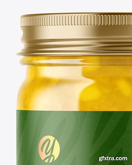Clear Glass Jar with Pineapple jam Mockup 63334