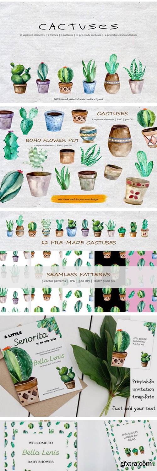 Watercolor Cacti, Watercolor Succulent 4556962