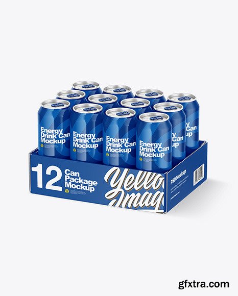Transparent Pack with 12 Glossy Cans Mockup