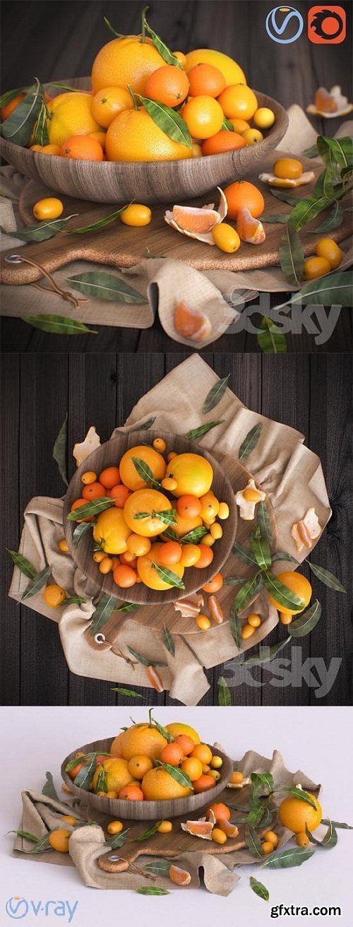Oranges 3d Model (Corona, Vray)