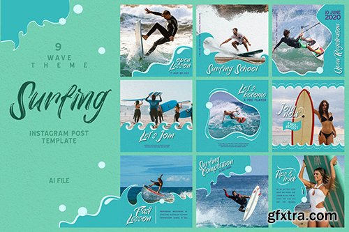 Wave Theme - Surfing Instagram Post