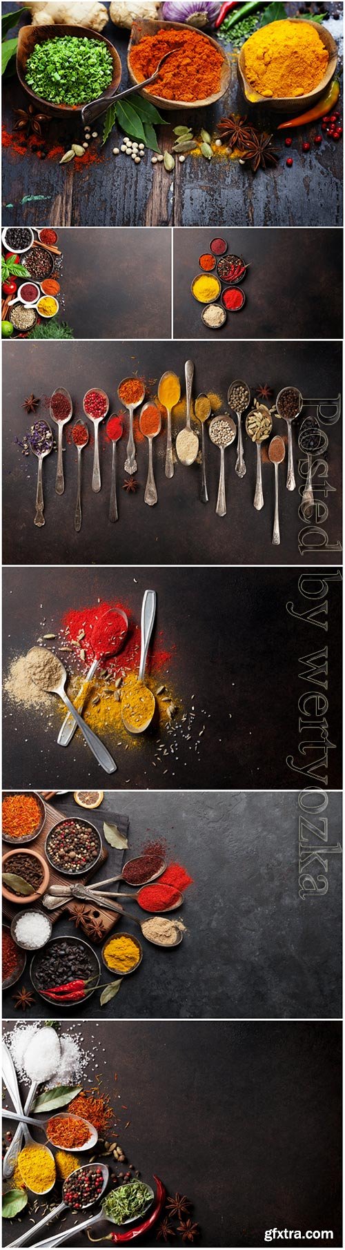 Spices on stone table stock photo Spices on stone table stock photo