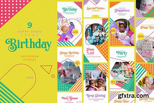 Happy Shape Theme - Birthday Instagram Stories