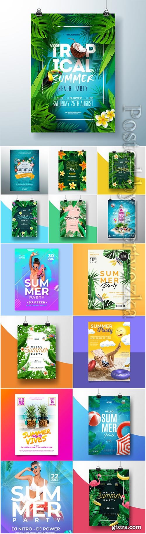 Summer party poster vector template Summer party poster vector template