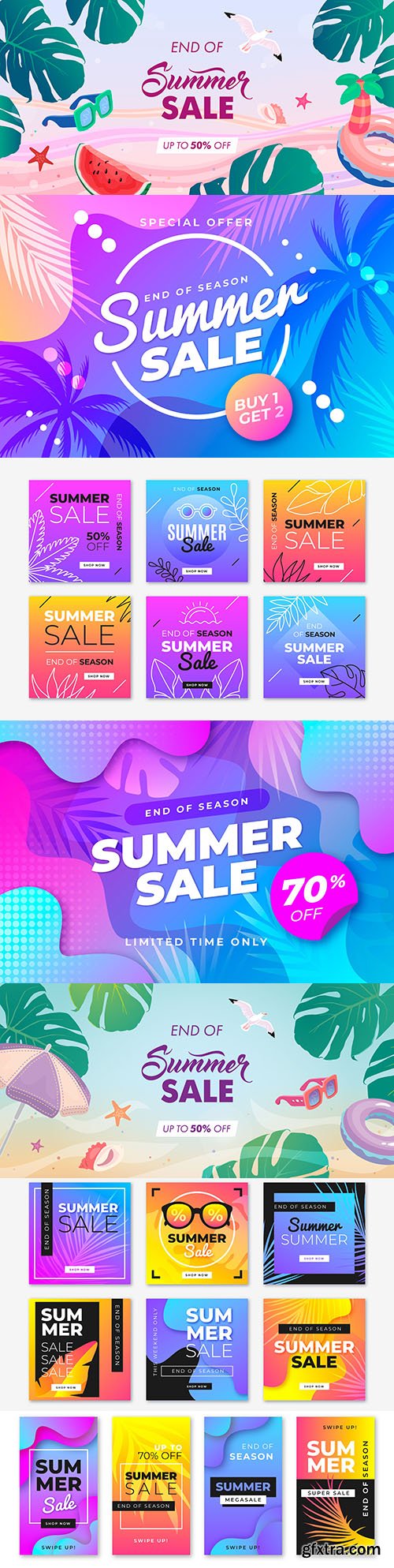 Summer sale at the end of season instagram post set
