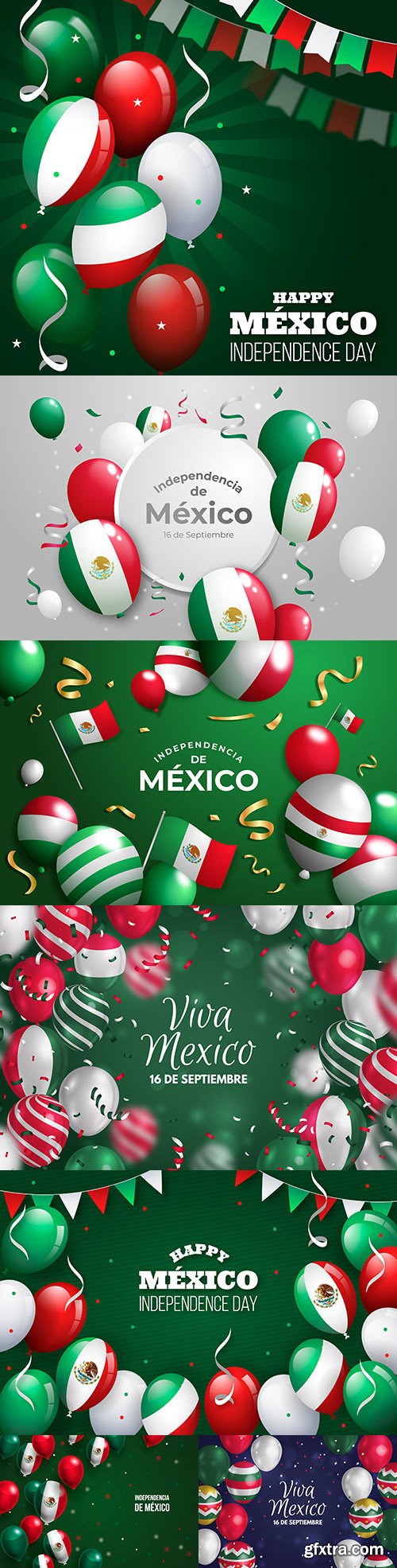 Mexican Independence Day realistic background with balloons
