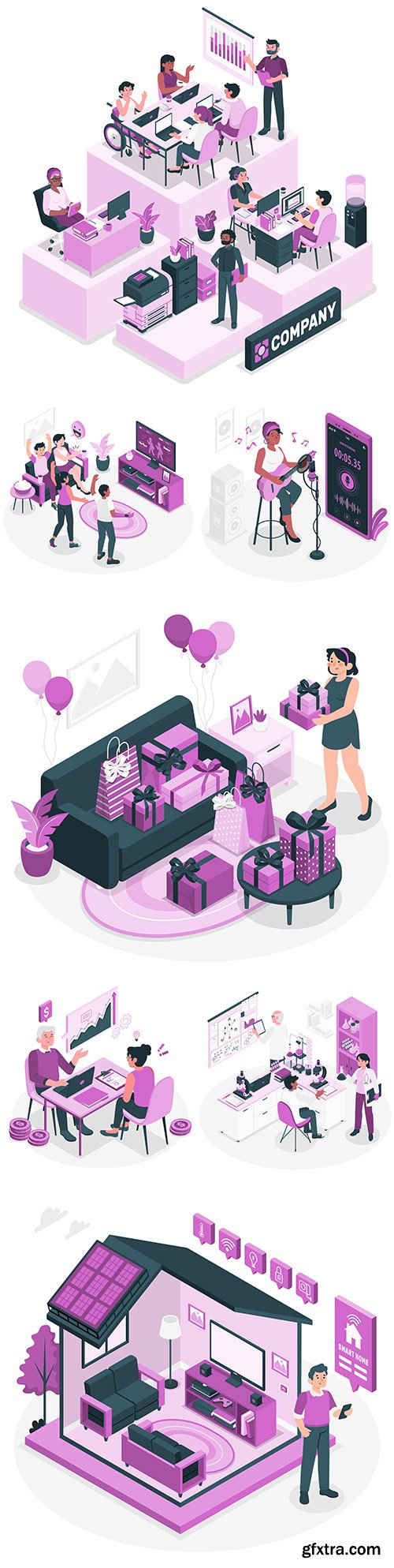 People of different professions and lifestyle isometric illustrations
People of different professions and lifestyle isometric illustrations