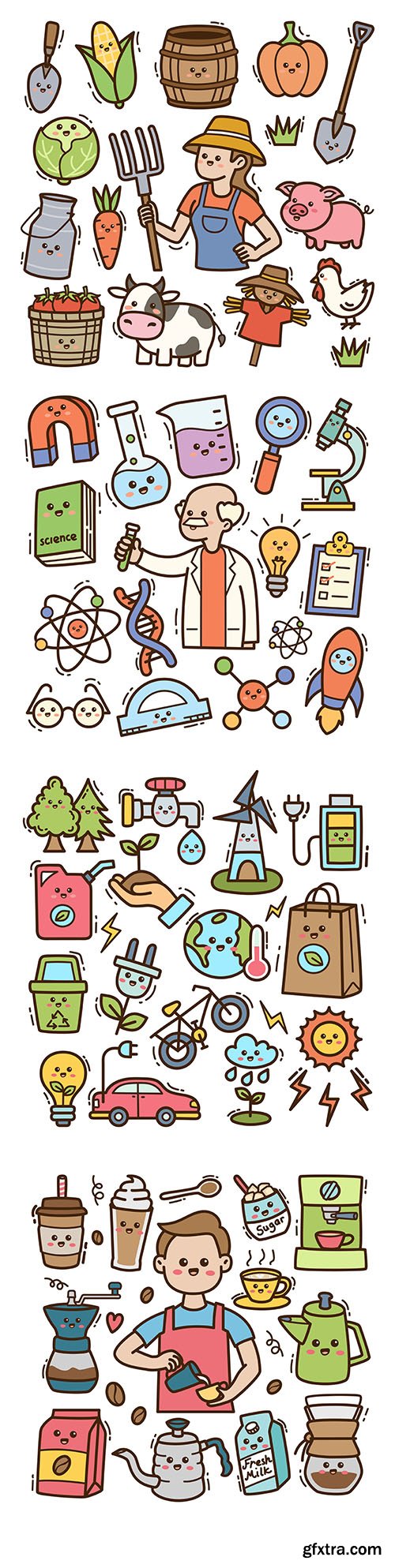 Medicine, ecology and gardening cartoon illustrations
Medicine, ecology and gardening cartoon illustrations