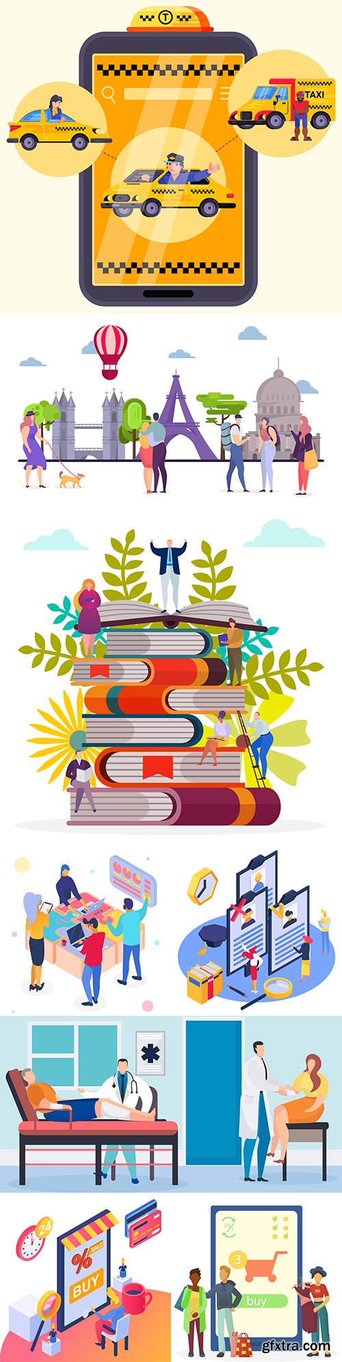 Education and medicine people isometric illustrations
Education and medicine people isometric illustrations