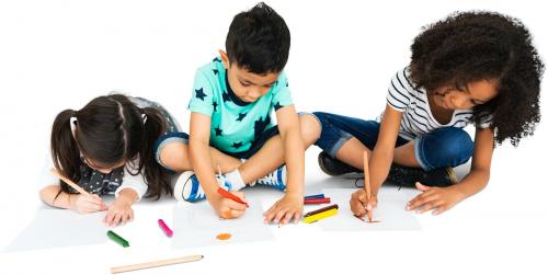 Little Children Drawing Together Creative - 5157