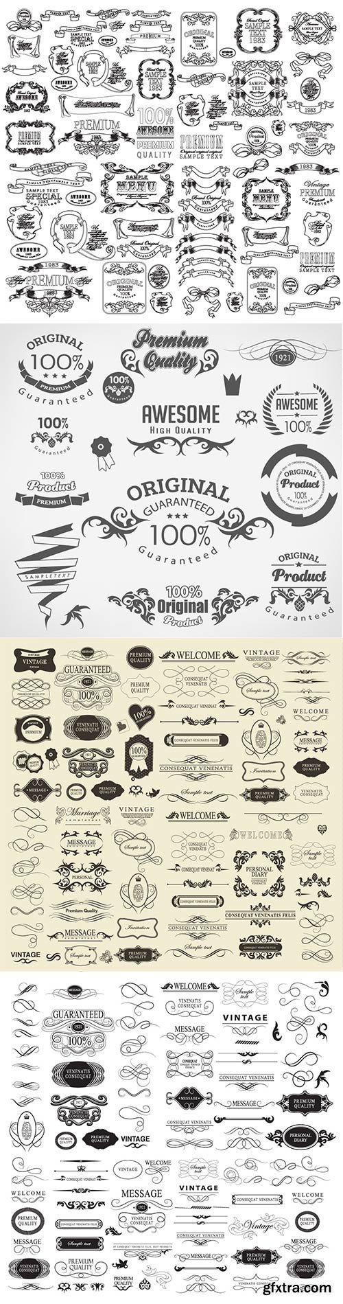 Set of hand-drawing calligraphic floral design elements Set of hand-drawing calligraphic floral design elements