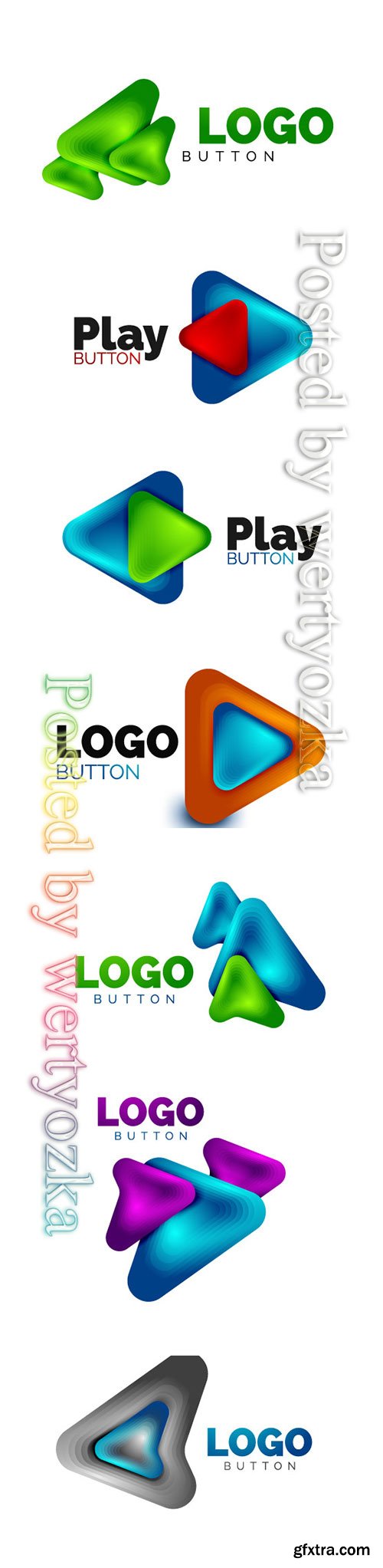 Arrow logo template, play or download button logotype template