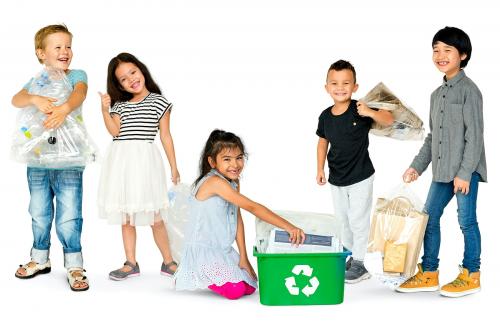 Diverse Group Of Kids Recycling Garbage - 5175