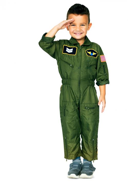 Cheerful boy in military pilot costumes - 5185