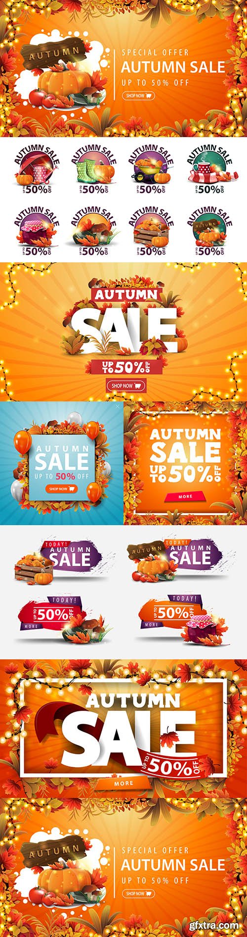 Autumn sale banner leaves around and from bright garland
Autumn sale banner leaves around and from bright garland