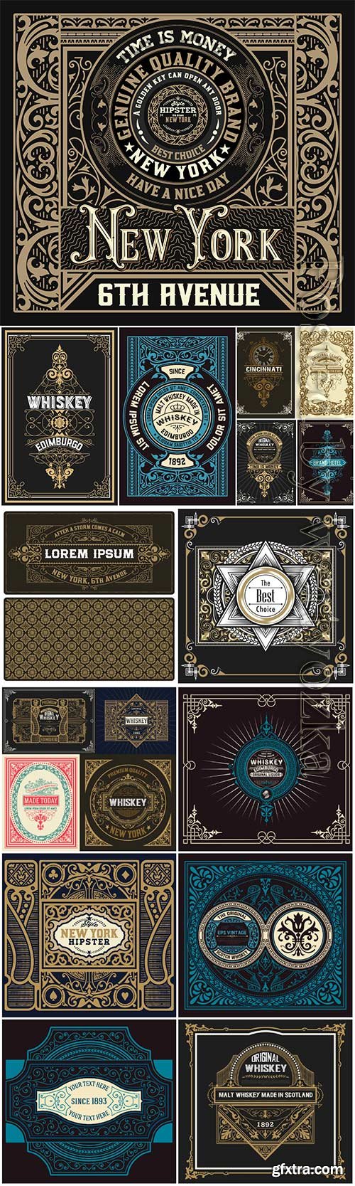 Vintage labels in vector, ornaments and logos