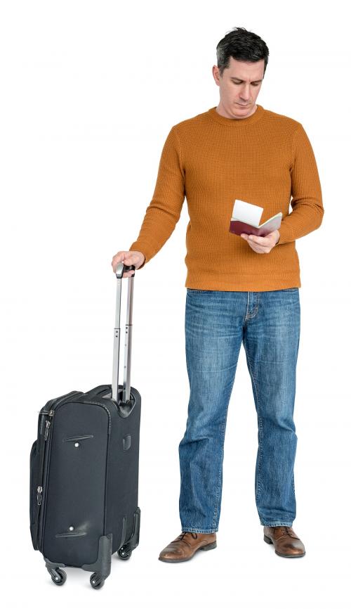 Caucasian Man Travelling Passport Luggage - 4768