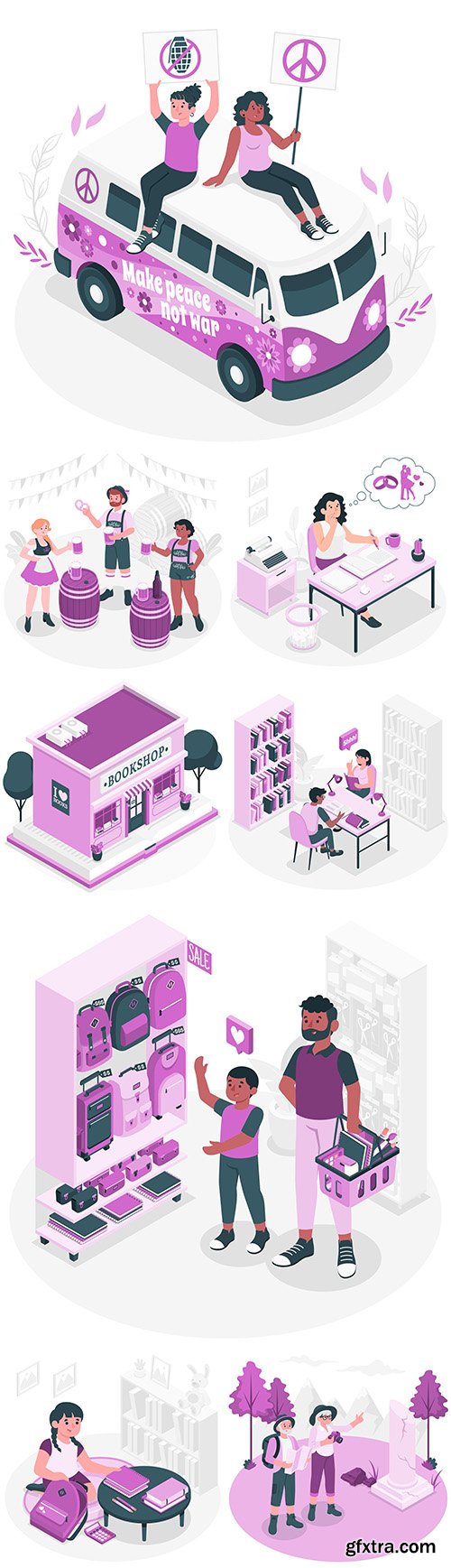 Lifestyle people in different professions illustrations isometric
Lifestyle people in different professions illustrations isometric