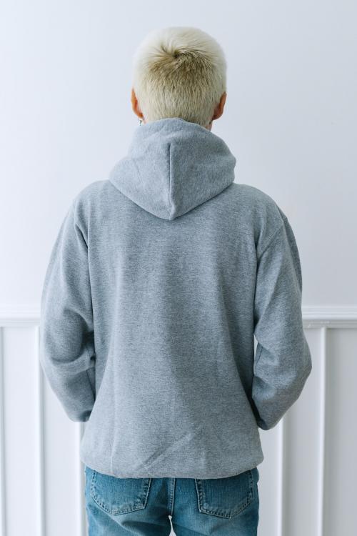 Cool girl wearing a gray hoodie - 1215250