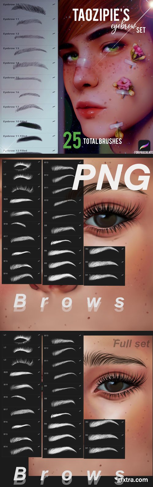 48 Eyebrow Procreate Brush Set + PNGs 48 Eyebrow Procreate Brush Set + PNGs