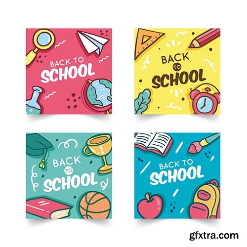 Hand drawn back to school instagram posts 