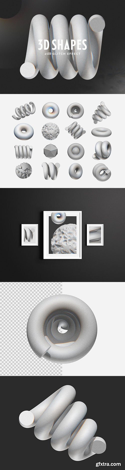 3D Shapes PNG With Glitch Effects 3D Shapes PNG With Glitch Effects