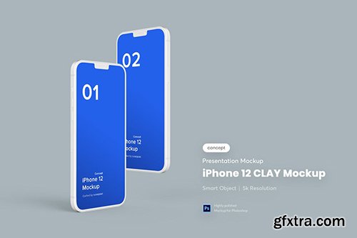 Clay iPhone 12 Mockup Clay iPhone 12 Mockup