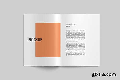 Open US Letter Magazine Mockup top view Open US Letter Magazine Mockup top view