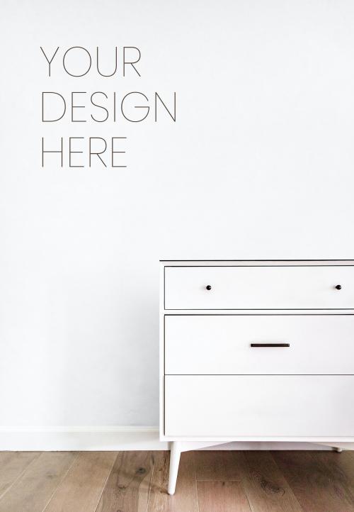 Drawer against a white wall mockup - 1211429