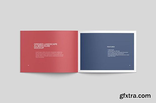 Opened Landscape A4 Brochure Mockup Top View Opened Landscape A4 Brochure Mockup Top View