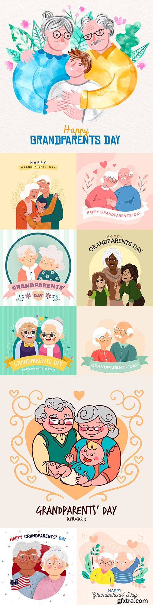 National grandparents day flat design illustration
