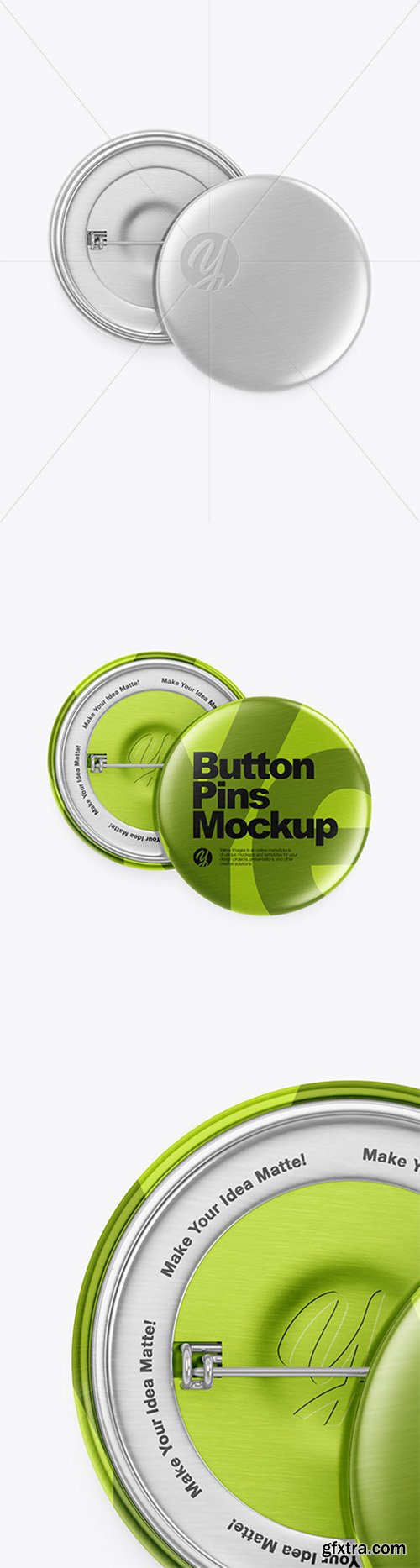 Two Metallic Button Pins Mockup 64135 Two Metallic Button Pins Mockup 64135